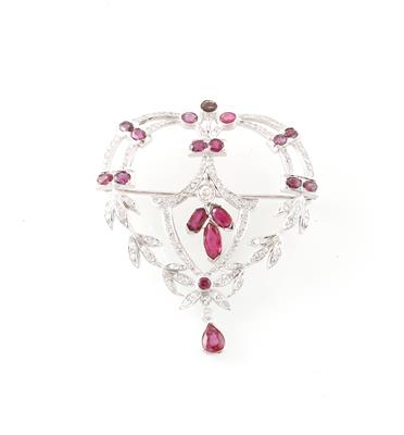 Brillant Rubinanhänger - Exklusive Diamanten und Farbsteine