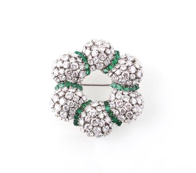 Brillant Smaragdbrosche - Diamanti e pietre preziose esclusivi