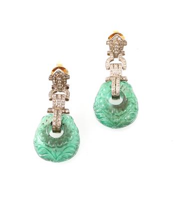 Brillant Smaragdohrgehänge - Exklusive Diamanten und Farbsteine