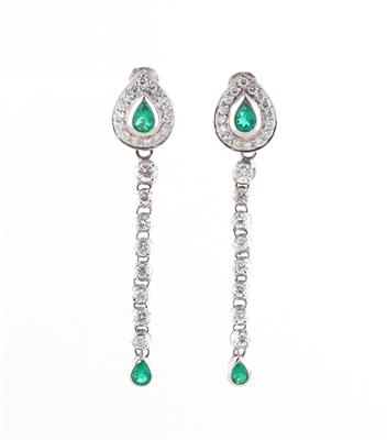 Brillant Smaragdohrgehänge - Exklusive Diamanten und Farbsteine