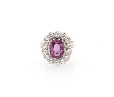 Brillantring mit unbehandeltem rosa Saphir ca. 3 ct - Exclusive diamonds and gems