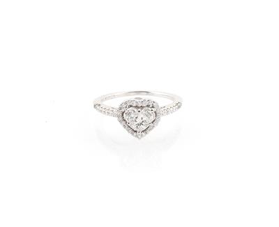 Diamantring Herz zus. ca. 0,72 ct - Exklusive Diamanten und Farbsteine