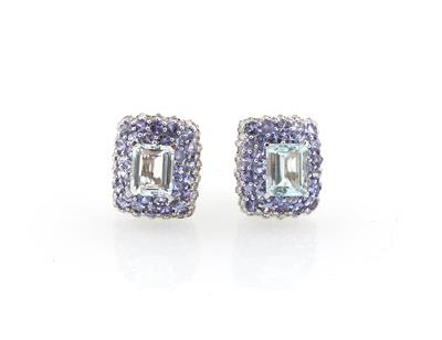 Tansanit Aquamarinohrclips - Exclusive diamonds and gems