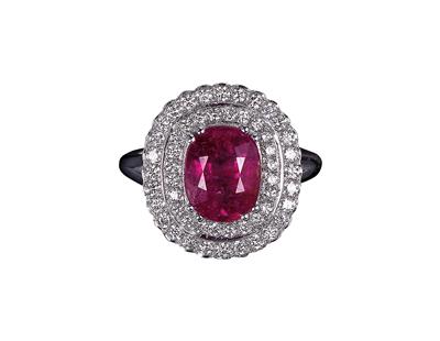 Brillantring mit unbehandeltem Rubin ca. 4,12 ct - Exclusive diamonds and gems