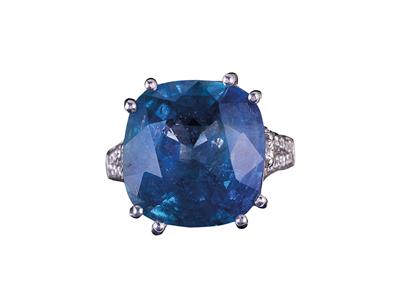 Diamantring mit unbehandeltem Burma Saphir ca. 17,47 ct - Exklusive Diamanten und Farbsteine