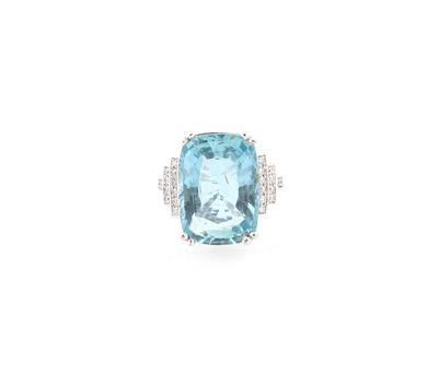 Brillant Aquamarin Ring - Exklusive Diamanten und Farbsteine