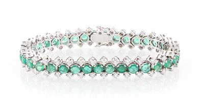 Brillant Smaragd Armband - Exklusive Diamanten und Farbsteine