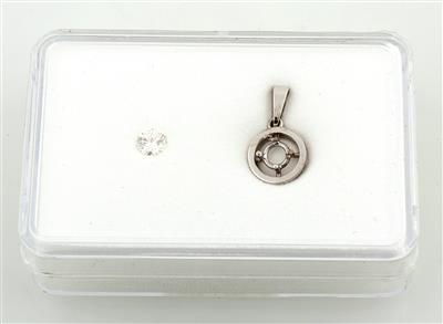 Brillantsolitär Anhänger ca. 0,32 ct - Exklusive Diamanten und Farbsteine