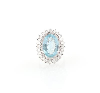 Diamant Aquamarin Ring - Exklusive Diamanten und Farbsteine