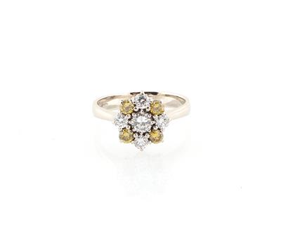 Ring mit tlw. künstlich farbveränderten Brillanten zus. ca. 1,10 ct - Exclusive diamonds and gems