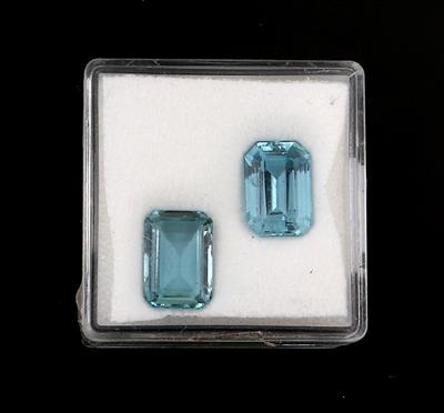 2 lose Aquamarine im Smaragdschliff zus. 4,46 ct - Diamanti e pietre preziose esclusivi