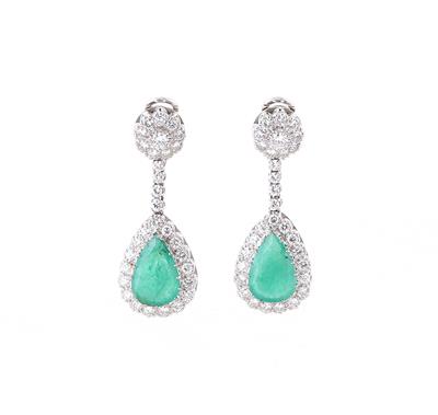 Brillant Smaragd Ohrclipgehänge - Exclusive diamonds and gems