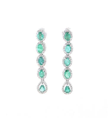 Brillant Smaragd Ohrgehänge - Exclusive diamonds and gems