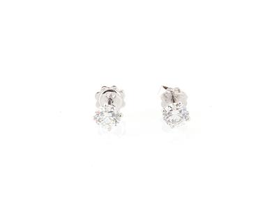 Brillant Solitärohrstecker zus. ca. 1,40 ct - Exklusive Diamanten und Farbsteine