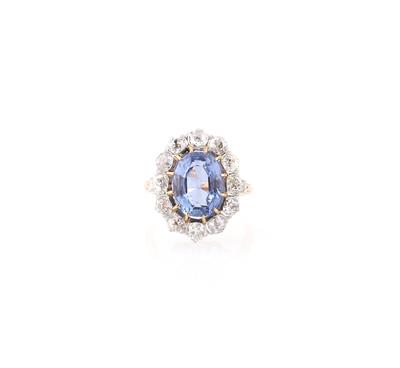 Diamantring mit unbehandeltem Saphir ca. 4,50 ct - Exklusive Diamanten und Farbsteine