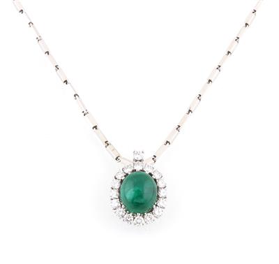 Brillantanhänger mit Smaragd ca. 6,55 ct - Exklusive Diamanten und Farbsteine