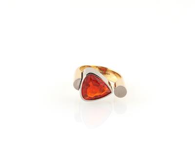 Feueropal Ring ca. 3,50 ct - Exklusive Diamanten und Farbsteine