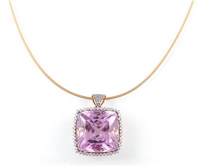 Kunzitanhänger ca. 110 ct - Exklusive Diamanten und Farbsteine