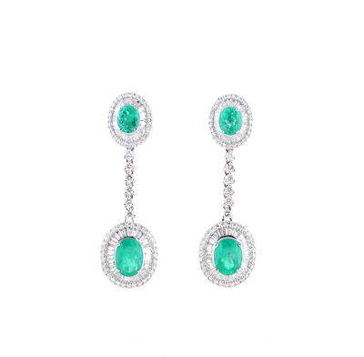 Diamant Smaragd Ohrgehänge - Exklusive Diamanten und Farbsteine
