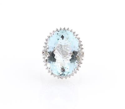 Brillant Aquamarin Ring - Exklusive Diamanten und Farbsteine