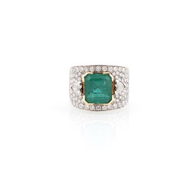 Diamant Smaragd Ring - Exklusive Diamanten und Farbsteine