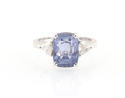 Diamantring mit unbehandeltem Saphir 6,68 ct - Exklusive Diamanten und Farbsteine