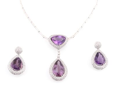 Brillant Amethyst Schmuckgarnitur - Exklusive Diamanten und Farbsteine