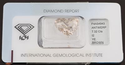 Loser Yellowish Brown Diamant im Herzschliff 7,32 ct - Exkluzivní diamanty a drahokamy