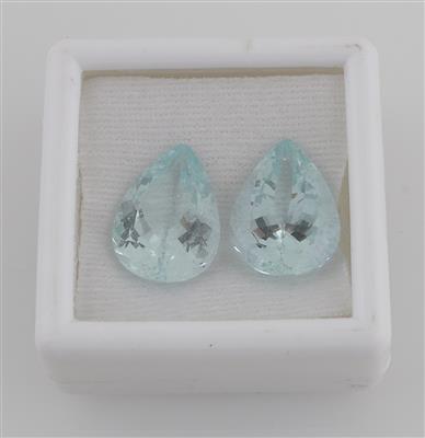 2 lose Aquamarine im Tropfenschliff zus. 15,71 ct - Exkluzivní diamanty a drahokamy
