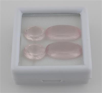 4 Lose Rosenquarze zus. 25,30 ct - Exklusive Diamanten und Farbsteine