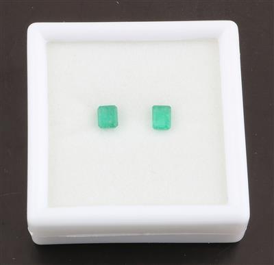 2 lose Smaragde zus. 1,41 ct - Diamanti e pietre preziose esclusivi