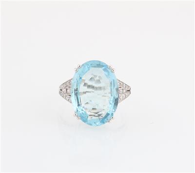 Diamant Aquamarin Ring - Exklusive Farbsteine