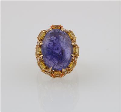 Brillant Saphir Tansanit Ring - Diamanti e pietre preziose esclusivi