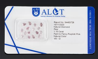 Lot aus losen Natural Faint to Fancy Purplish Pink Diamanten zus. 1,15 ct - Diamonds Only