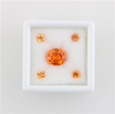 Fünf lose Mandarin Granate zus. ca. 7,86 ct - Exkluzivní diamanty a drahokamy