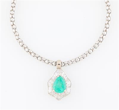 Diamant Smaragd Anhänger - Diamanti e pietre preziose esclusivi
