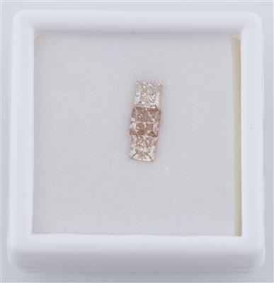 3 lose Diamanten im Prinzessschliff zus. 1,67 ct N-Q/vsip2 - Diamonds Only