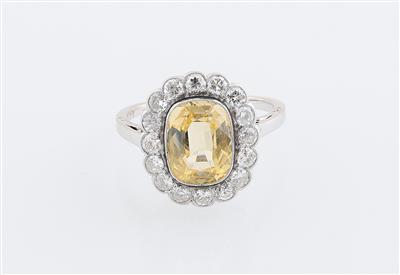 Altschliffbrillant Ring mit gelbem Saphir ca. 4 ct - Gioielli scelti