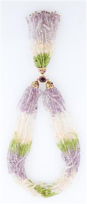 Amethyst Bergkristall Peridot Collier - Exklusive Farbsteine