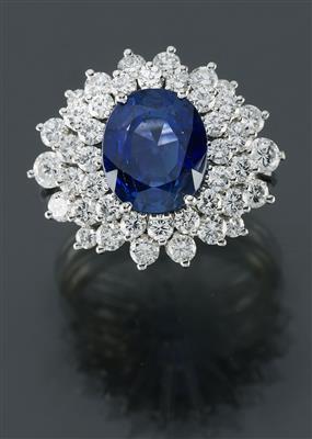 Brillantring mit unbehandeltem Saphir ca. 6,50 ct - Exquisite jewellery