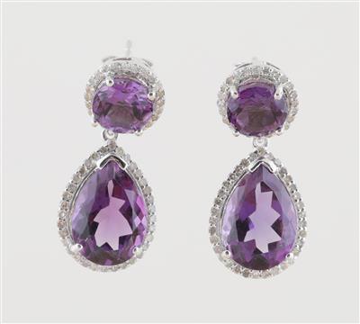 Diamant Amethyst Ohrsteckgehänge - Gioielli scelti