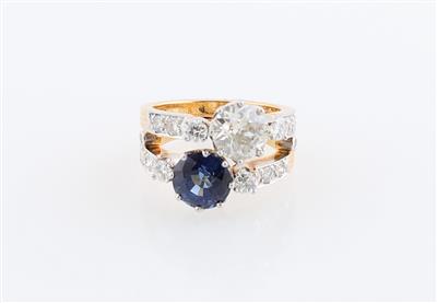 Diamant Saphir Ring - Exklusive Farbsteine