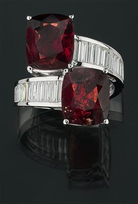 Diamantring mit unbehandelten Burma Spinellen zus. ca. 9,37 ct - Exquisite jewellery