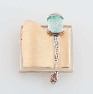 Diamant Smaragd Brosche - Diamanti e pietre preziose esclusivi