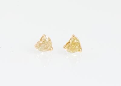 Natural Fancy Brownish Yellow Diamant Ohrstecker Herz zus. ca. 1,19 ct - Diamonds Only