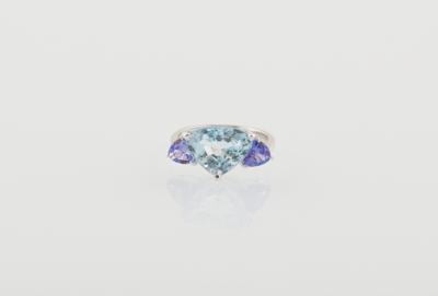 Aquamarin Tansanitring zus. ca. 4,85 ct - Gioielli scelti