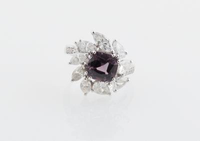 Diamantring mit unbehandeltem Burma Spinell 3,22 ct - Exklusive Farbsteine