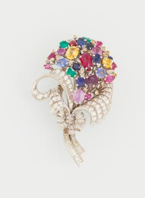 Diamant Farbstein Brosche - Exquisite jewellery