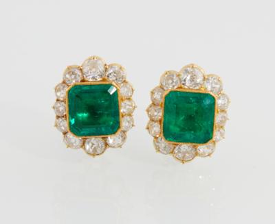 Altschliffdiamant Smaragd Ohrclips - Exclusive Gemstones
