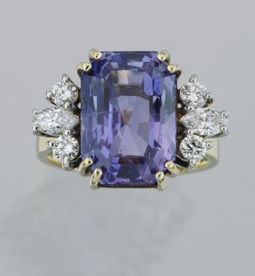 Diamantring mit unbehandeltem farbwechselnden Saphir ca. 8,50 ct - Exkluzivní šperky